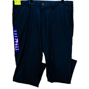 Haggar Chinos Men's 40X30 Pants Blue Stretch Straight Leg Wrinkle Free Polyester